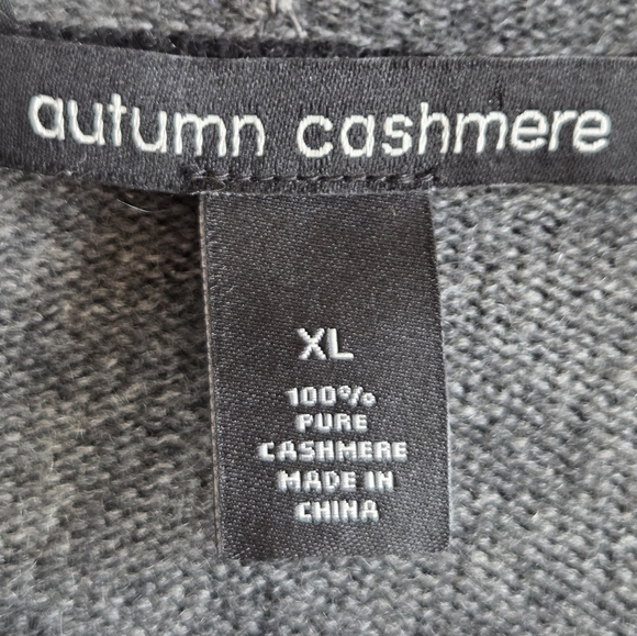 Autumn Cashmere Hoodie Sweater XL 100% Pure Cashmere Gray Black Pullover - Picture 8 of 9